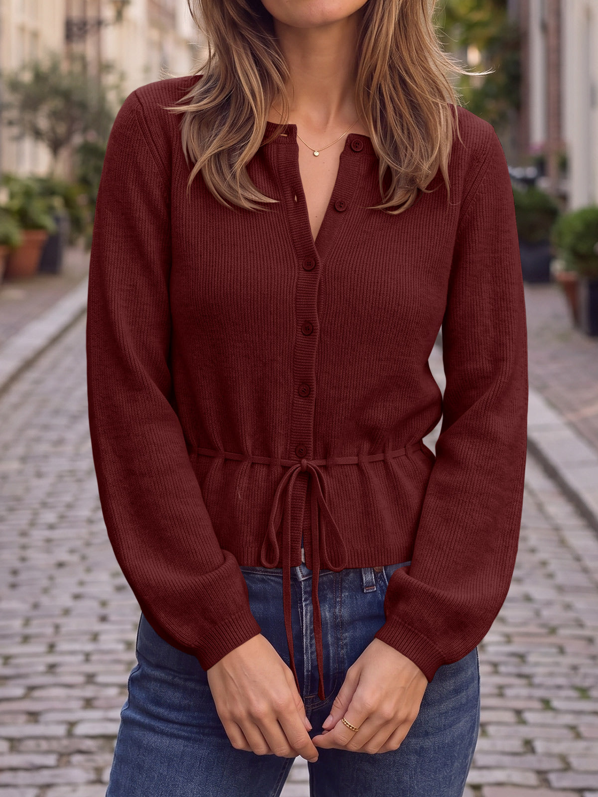Saodimallsu Women Cropped Button Up Cardigan
