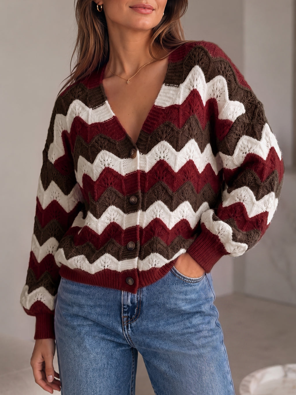 Saodimallsu Women Oversized Striped Cardigan