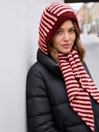 Saodimallsu Womens Striped Hooded Scarf Knit Hat