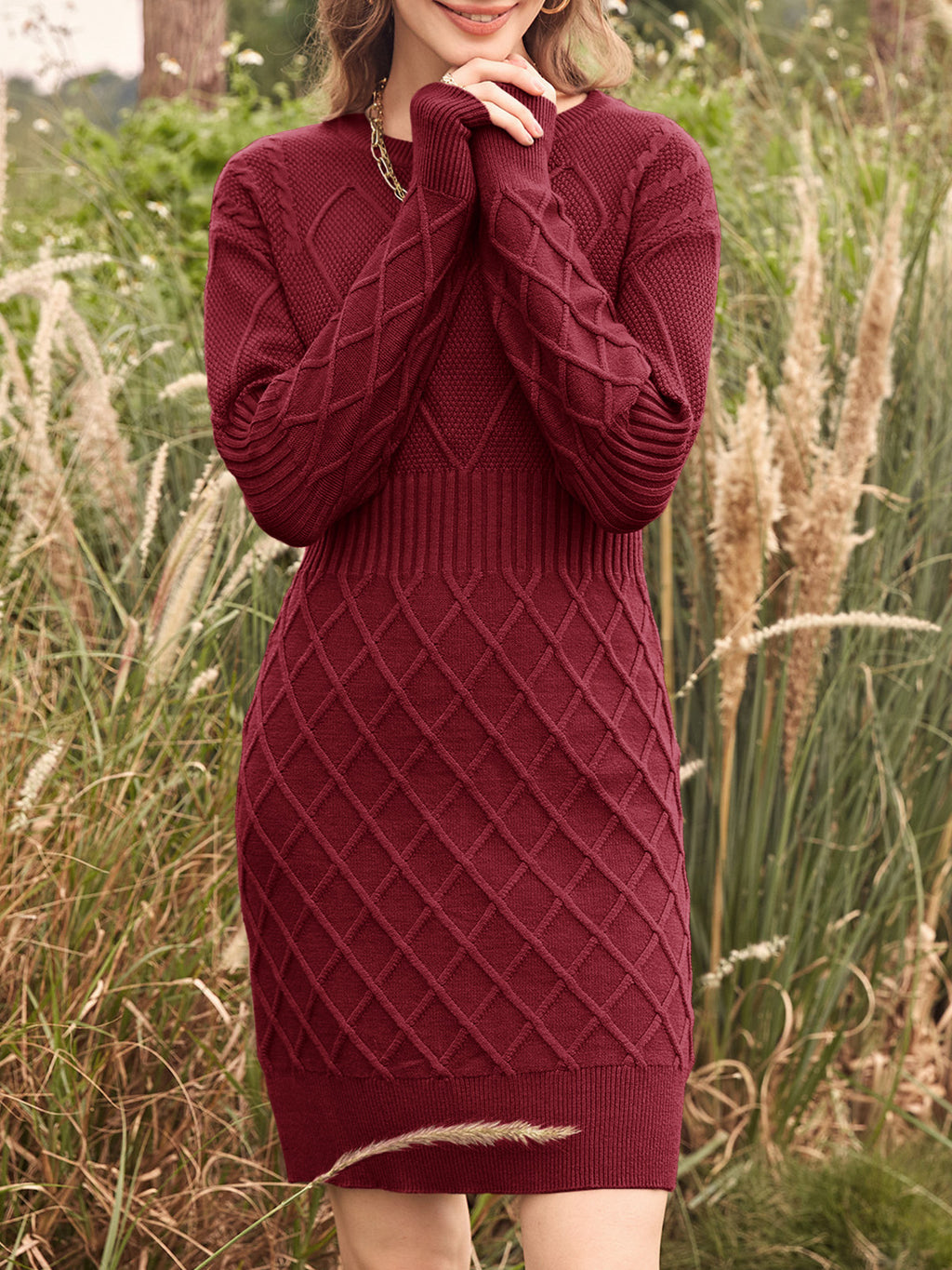 Saodimallsu Womens Bodycon Mini Sweater Dress
