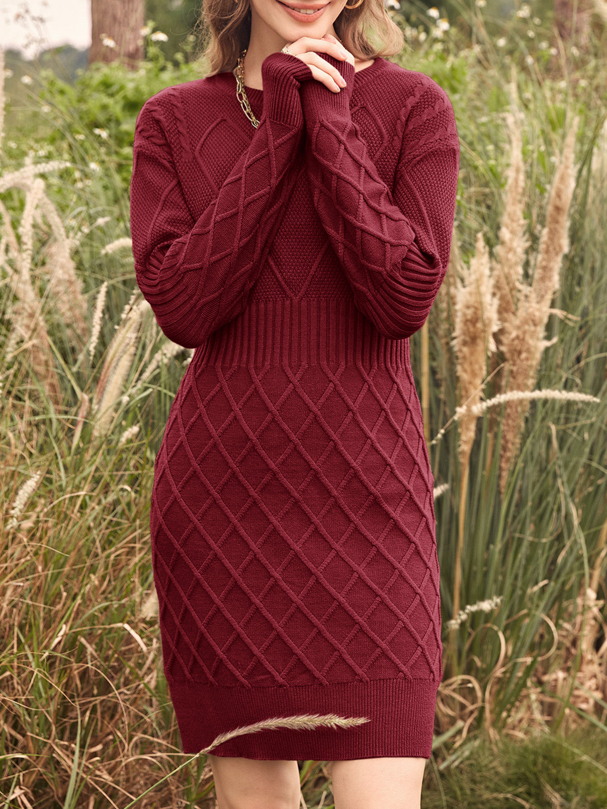 Saodimallsu Womens Bodycon Mini Sweater Dress