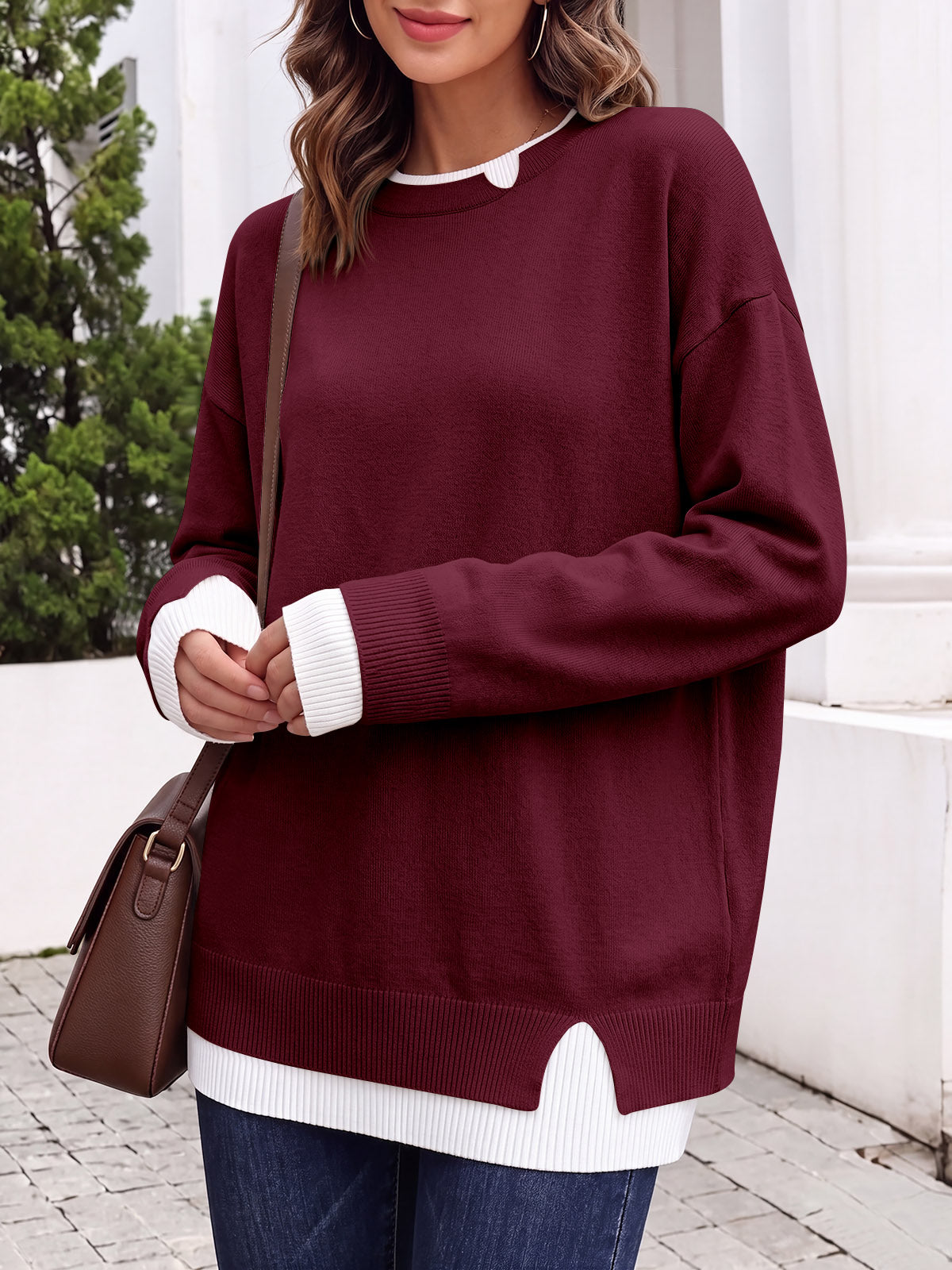 Saodimallsu Womens Fall Crewneck Pullover Sweater
