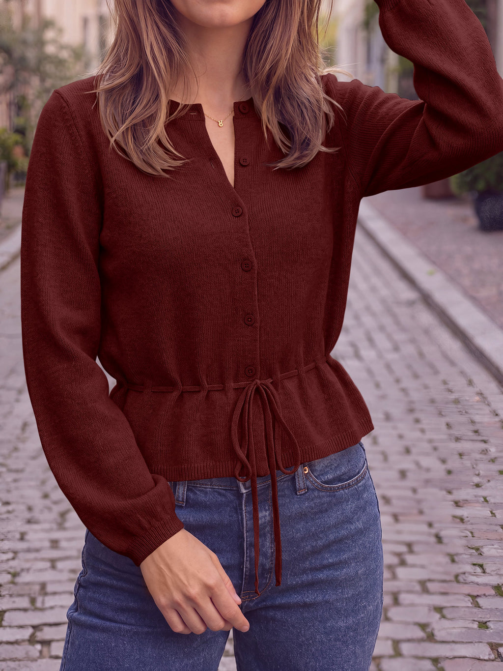 Saodimallsu Women Cropped Button Up Cardigan