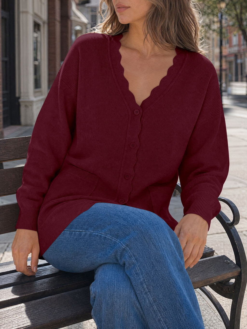 Saodimallsu Womens Oversized V Neck  Cardigan