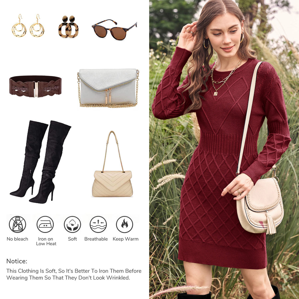 Saodimallsu Womens Bodycon Mini Sweater Dress