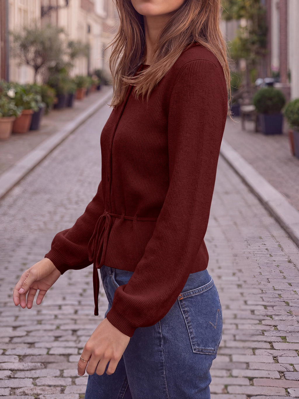 Saodimallsu Women Cropped Button Up Cardigan