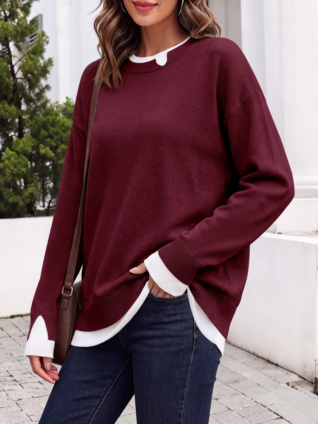 Saodimallsu Womens Fall Crewneck Pullover Sweater