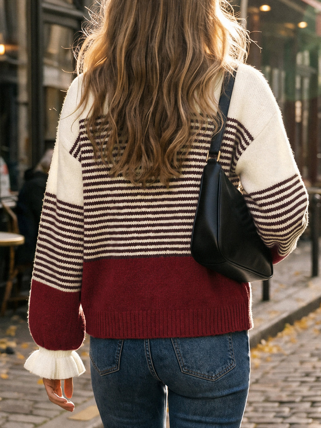 Saodimallsu Women Ruffle Sleeve Sweater