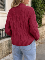 Saodimallsu Womens Mock Neck Cable Knit Sweater