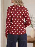 Saodimallsu Womens Polka Dot Button Up Cardigan