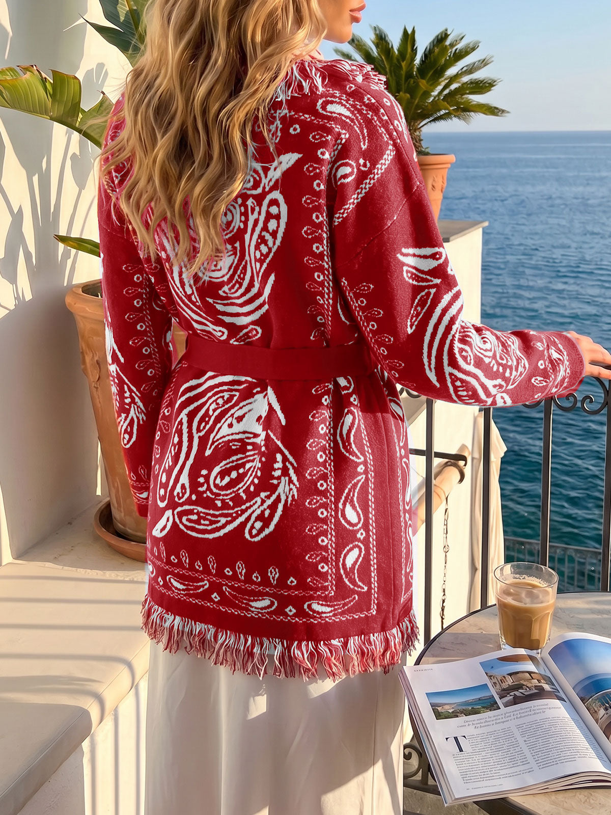 Saodimallsu Womens Tassel Knit Cardigan