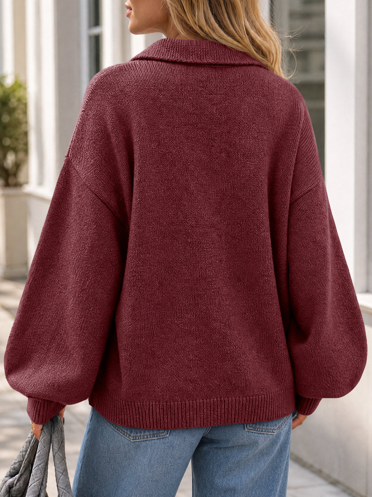 Saodimallsu Womens Polo V Neck Sweater