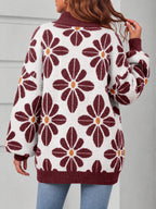 Saodimallsu Womens Floral Mock Neck Chunky Sweater