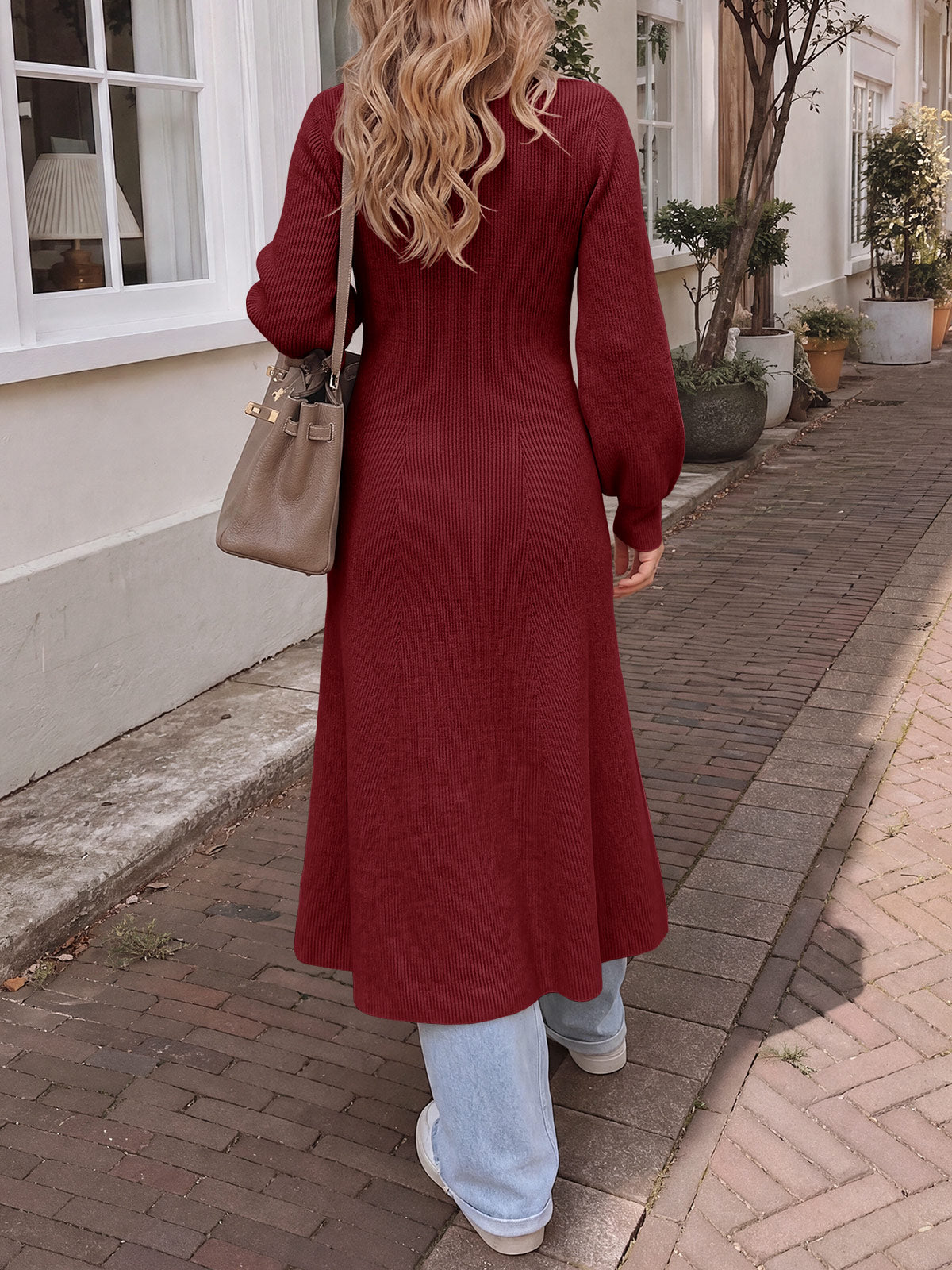 Saodimallsu Womens V Neck Sweater Dress