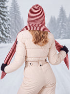 Saodimallsu Womens Striped Hooded Scarf Knit Hat