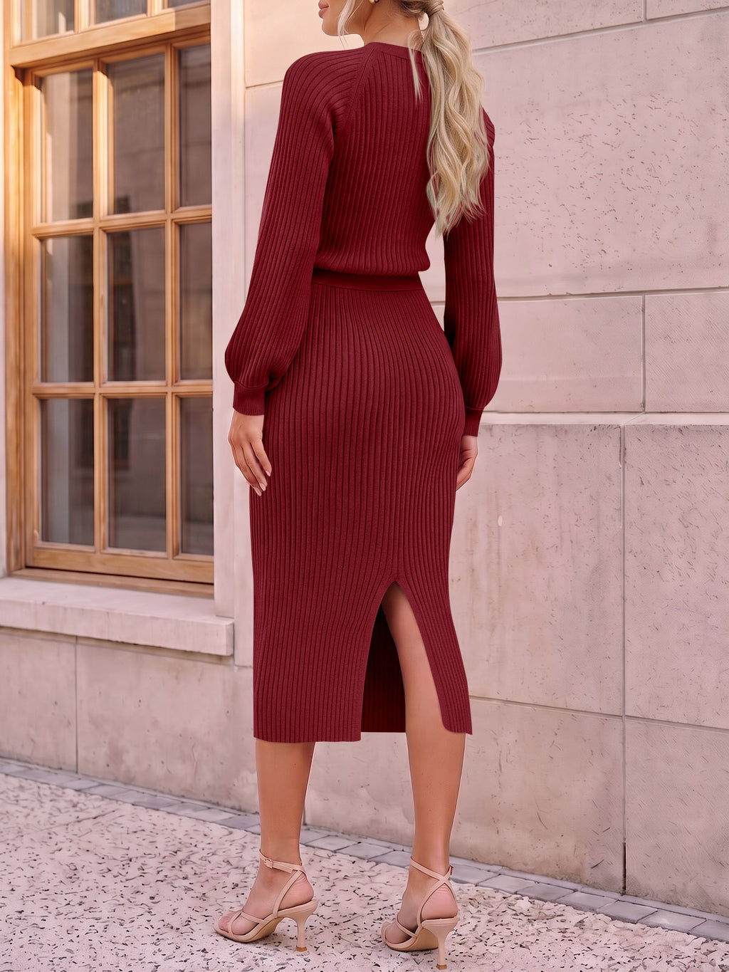Saodimallsu Womens Ribbed Knit Sweater Dress