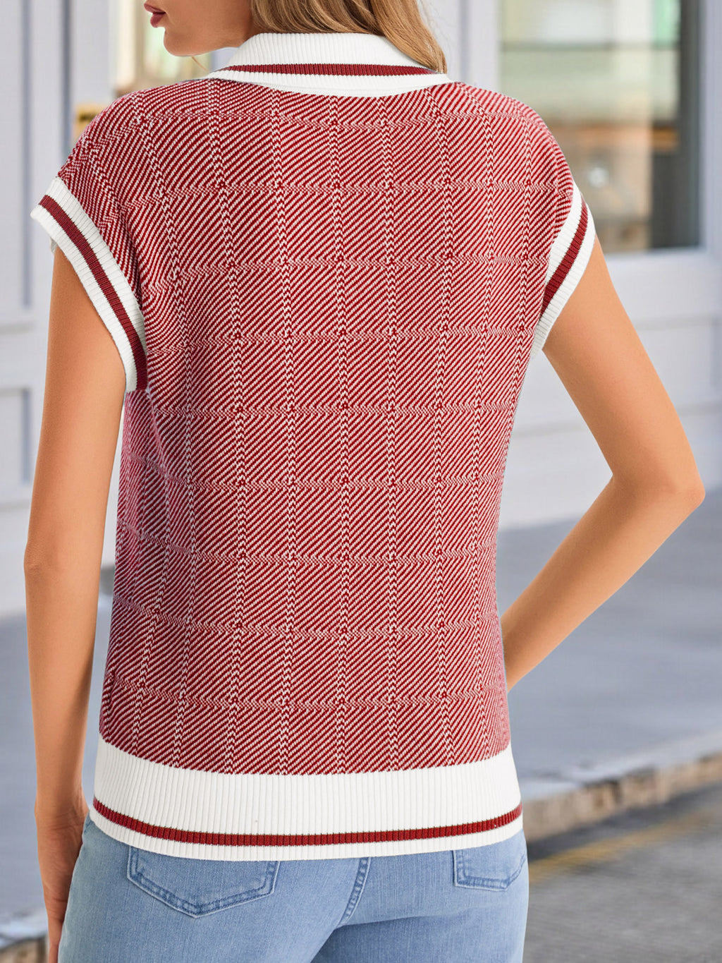 Saodimallsu Womens Color Block V Neck Vest