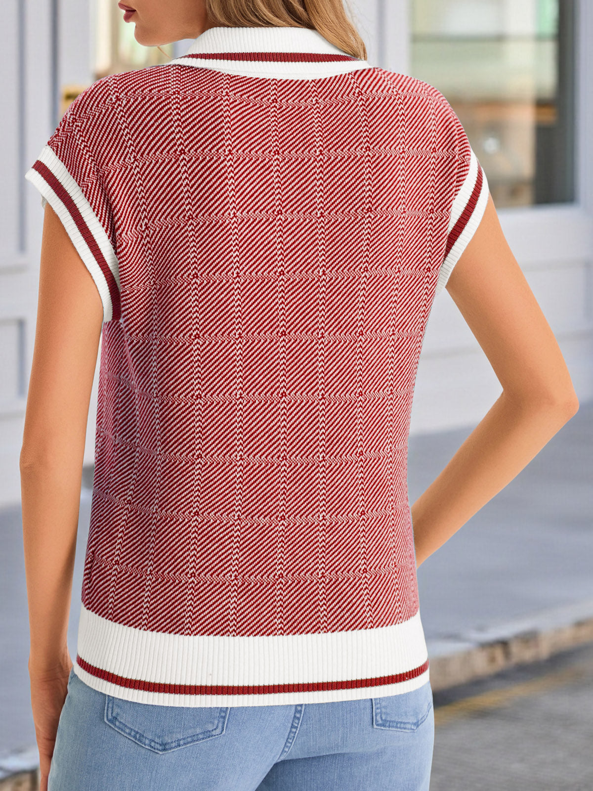 Saodimallsu Womens Color Block V Neck Vest