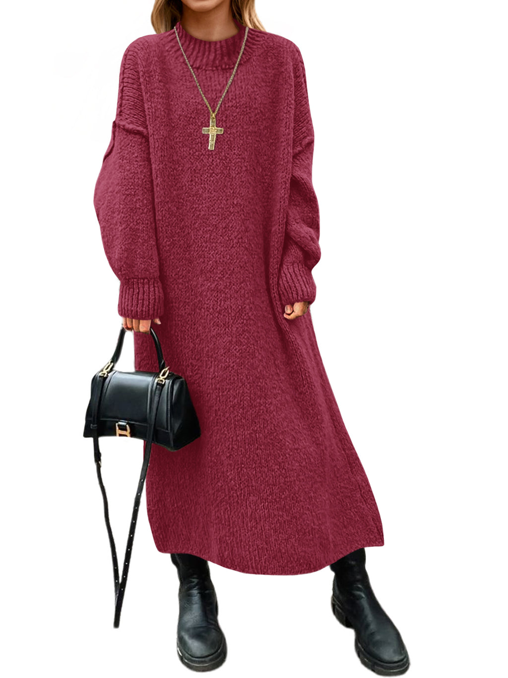 Saodimallsu Womens Mock Neck Sweater Dress