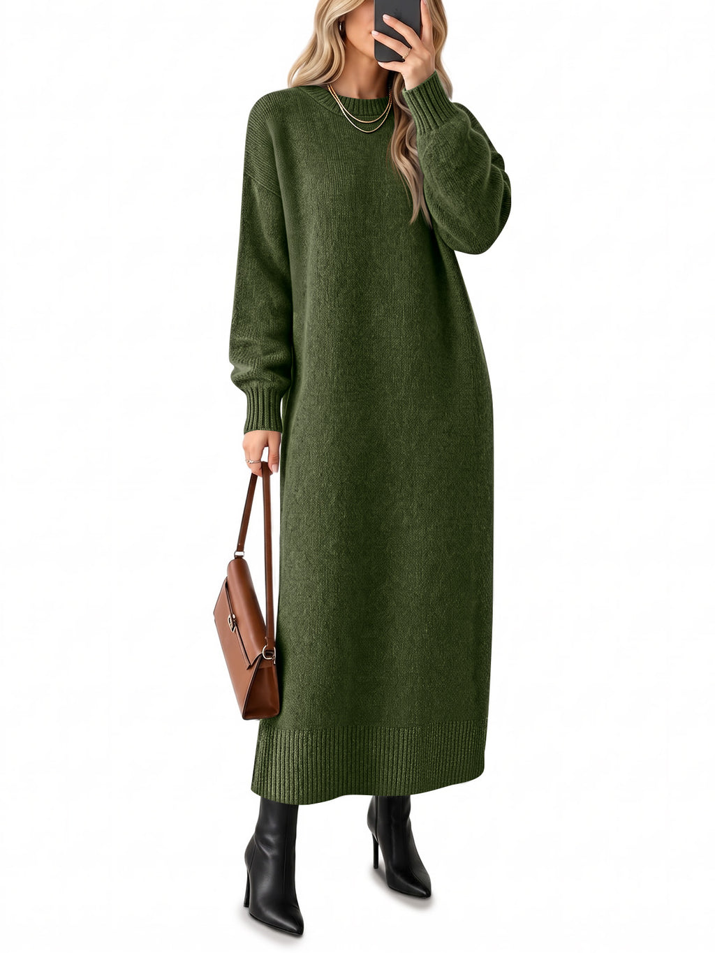 Saodimallsu Women Long Sleeve Maxi Sweater Dress