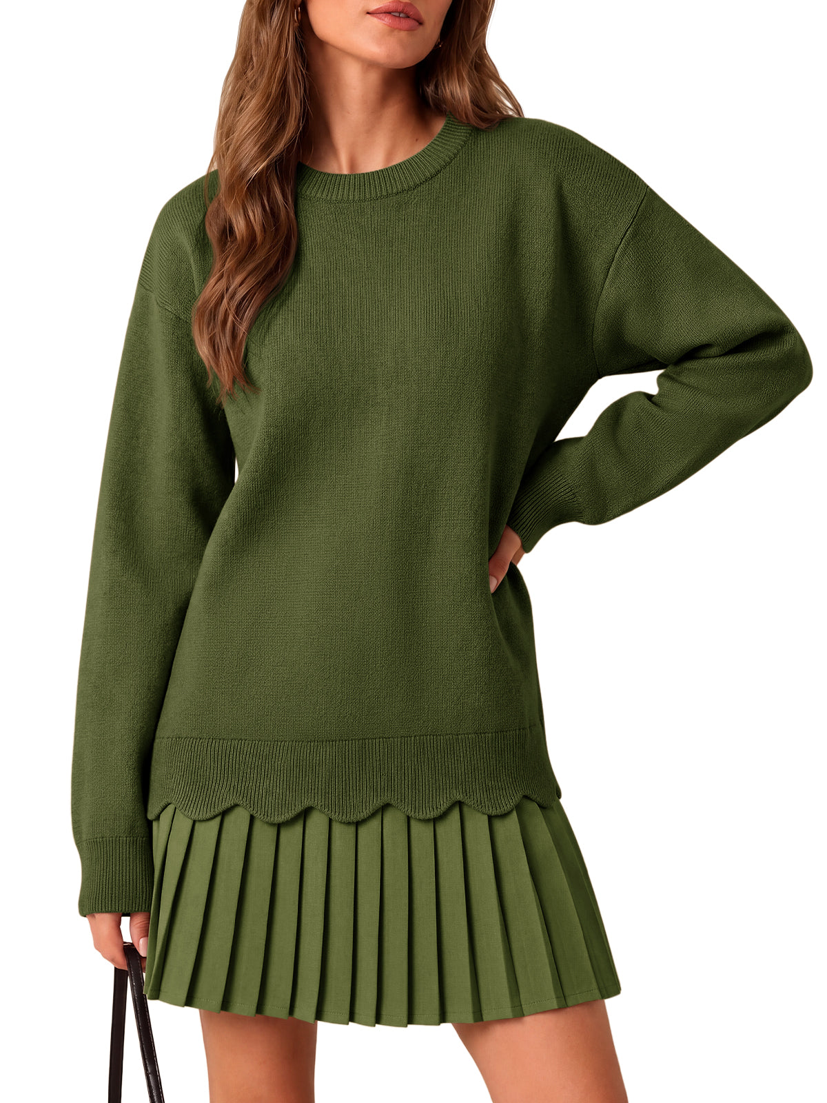 Saodimallsu Women Pleated Sweater Dress