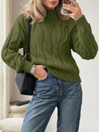 Saodimallsu Womens Mock Neck Cable Knit Sweater