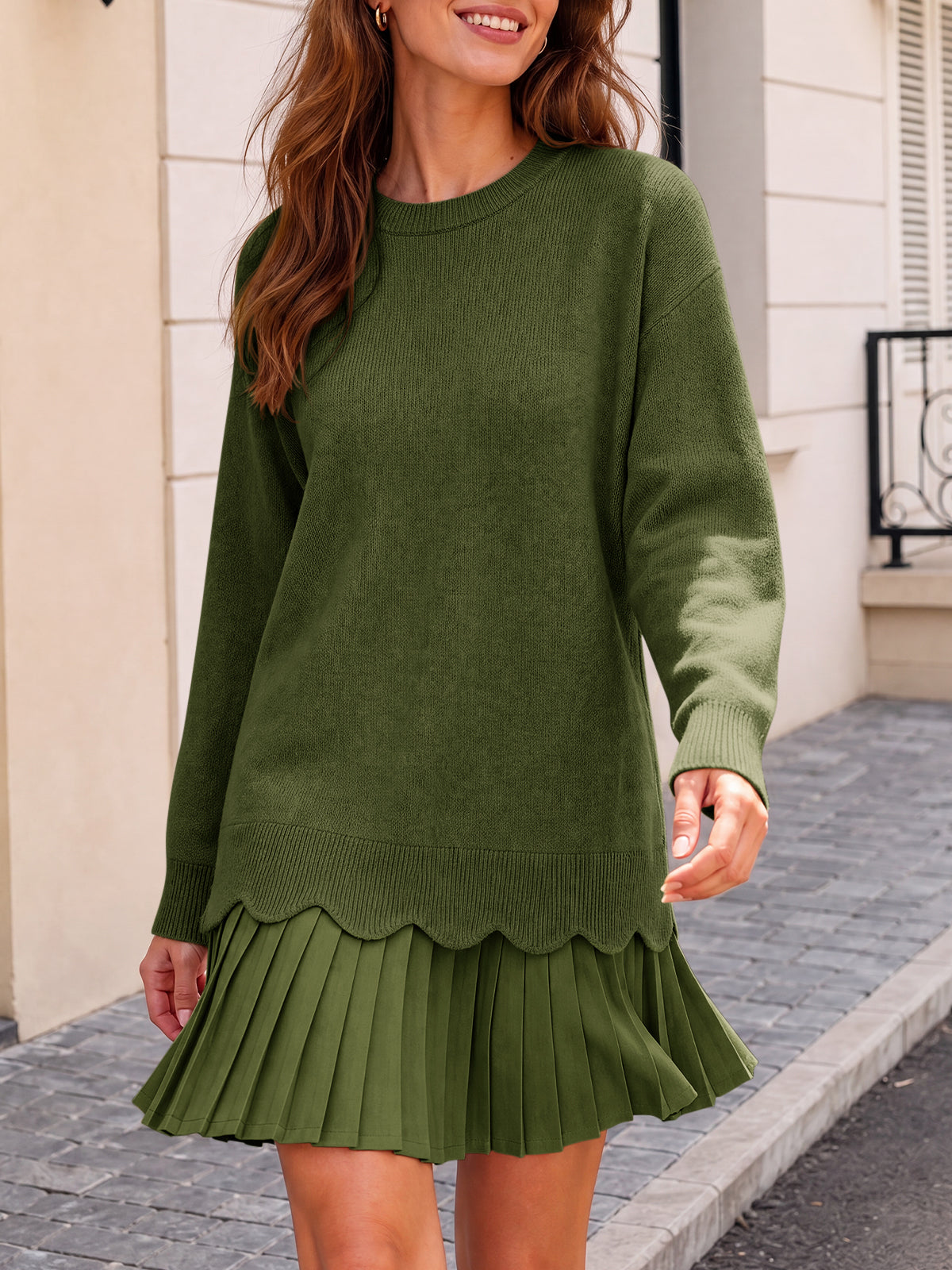 Saodimallsu Women Pleated Sweater Dress