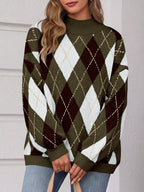 Saodimallsu Womens Oversized Argyle Fall Winter Sweater