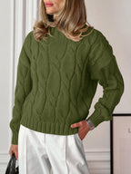 Saodimallsu Womens Mock Neck Cable Knit Sweater