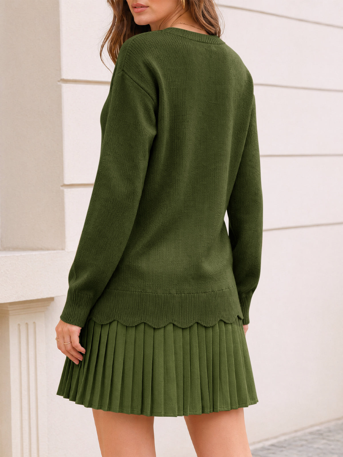 Saodimallsu Women Pleated Sweater Dress