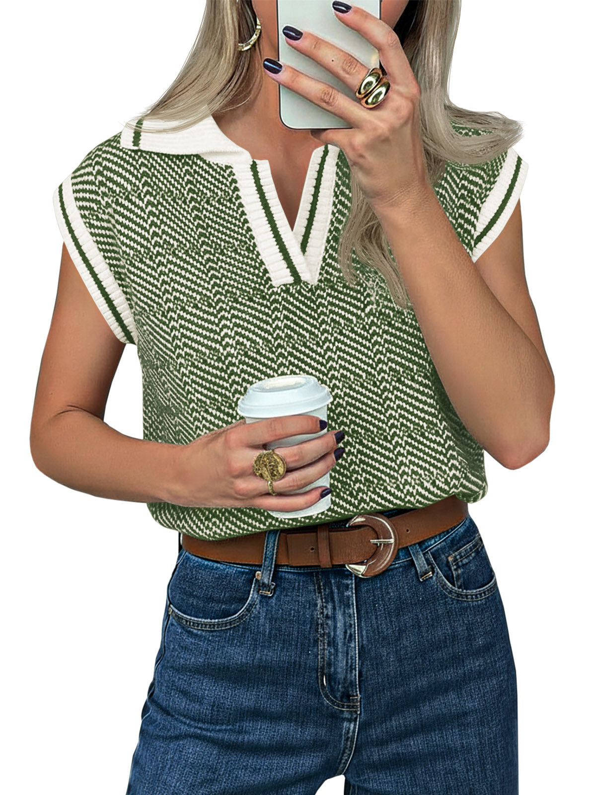 Saodimallsu Womens Color Block V Neck Vest