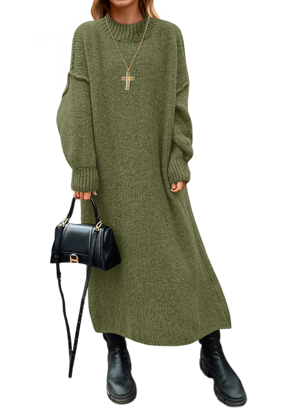 Saodimallsu Womens Mock Neck Sweater Dress