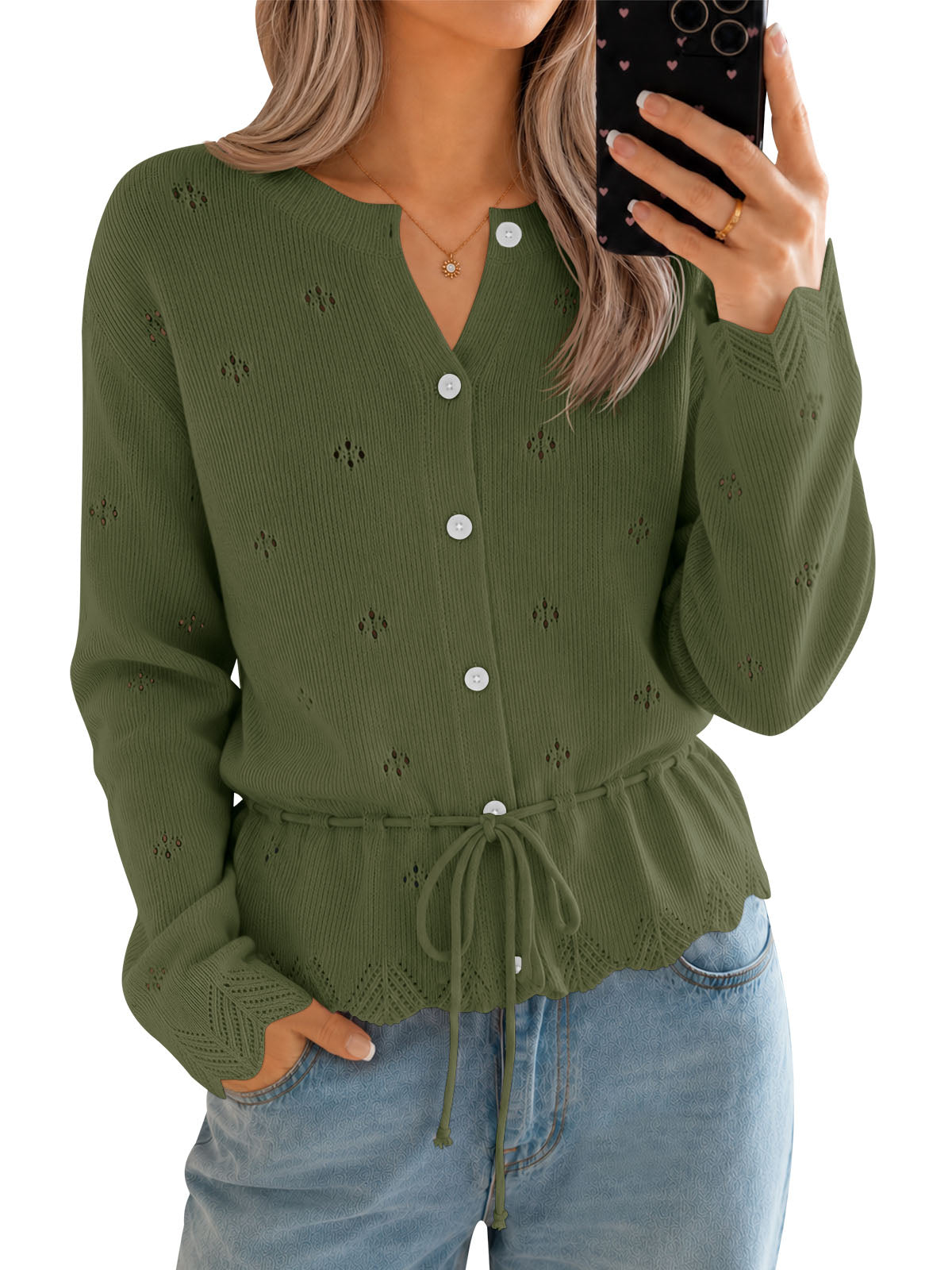 Saodimallsu Women Crochet Cardigan Sweater