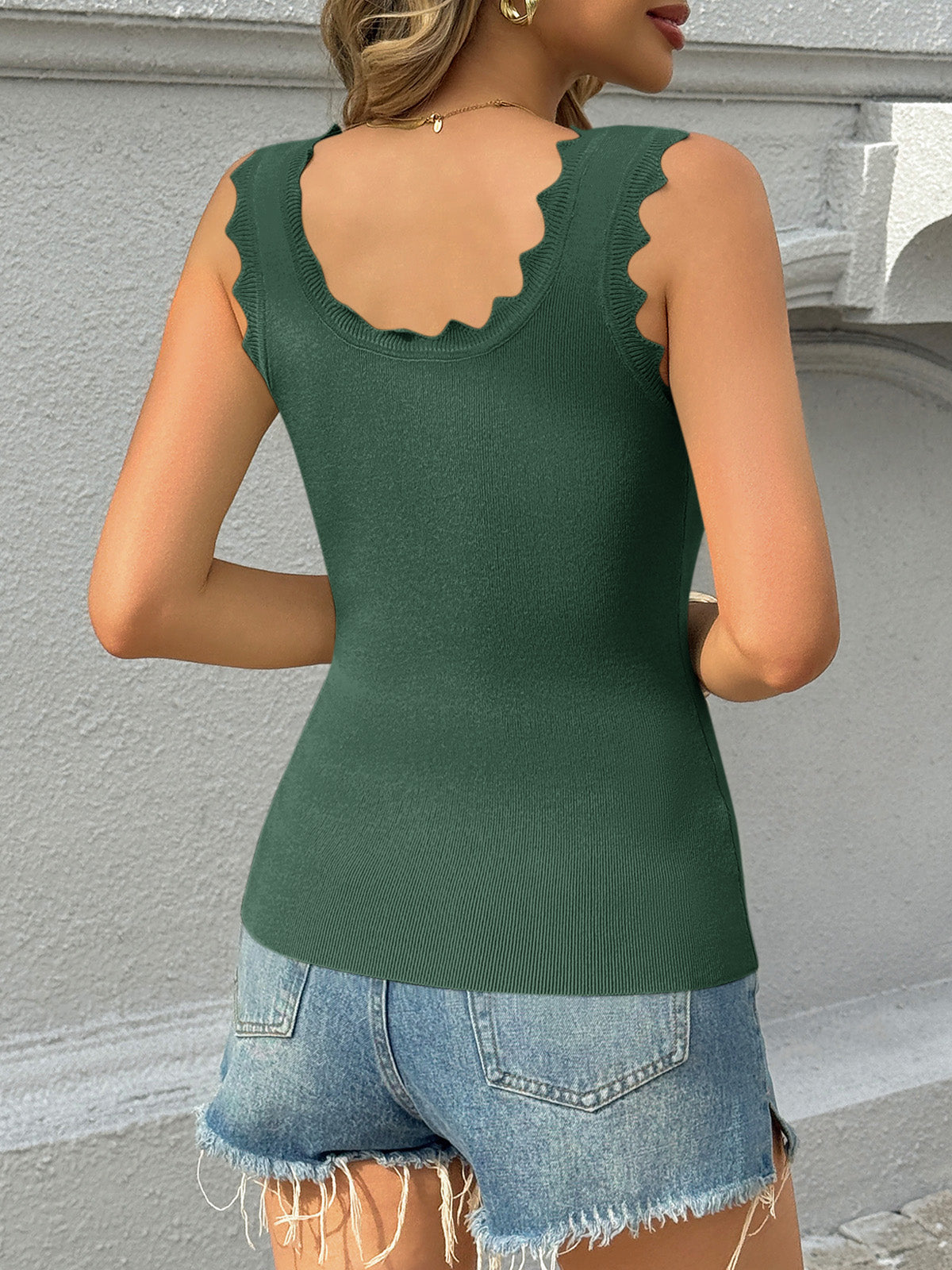Saodimallsu Womens Square Neck Ribbed Knit Tank Top