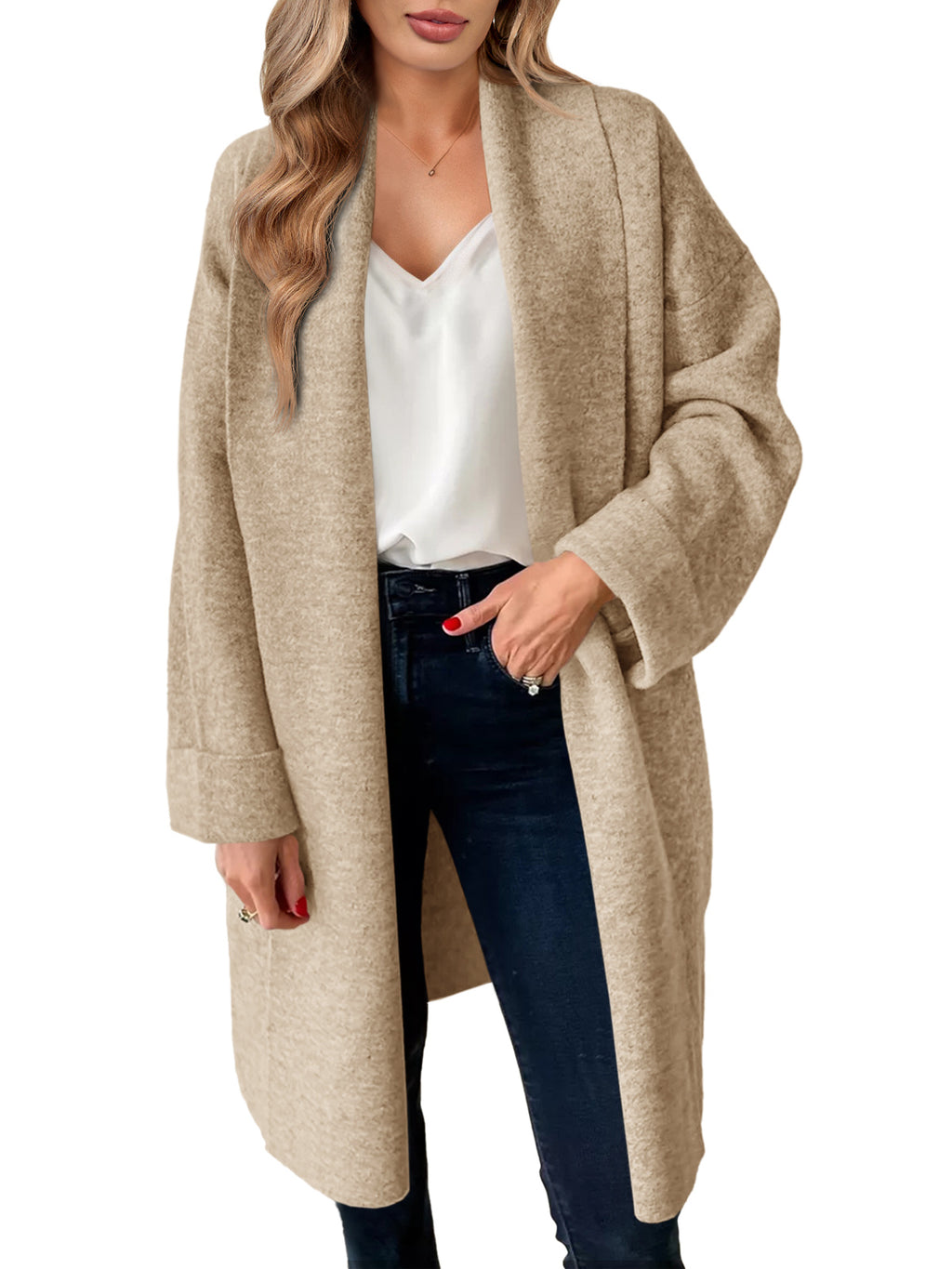 Saodimallsu Khaki Womens Long Cardigan
