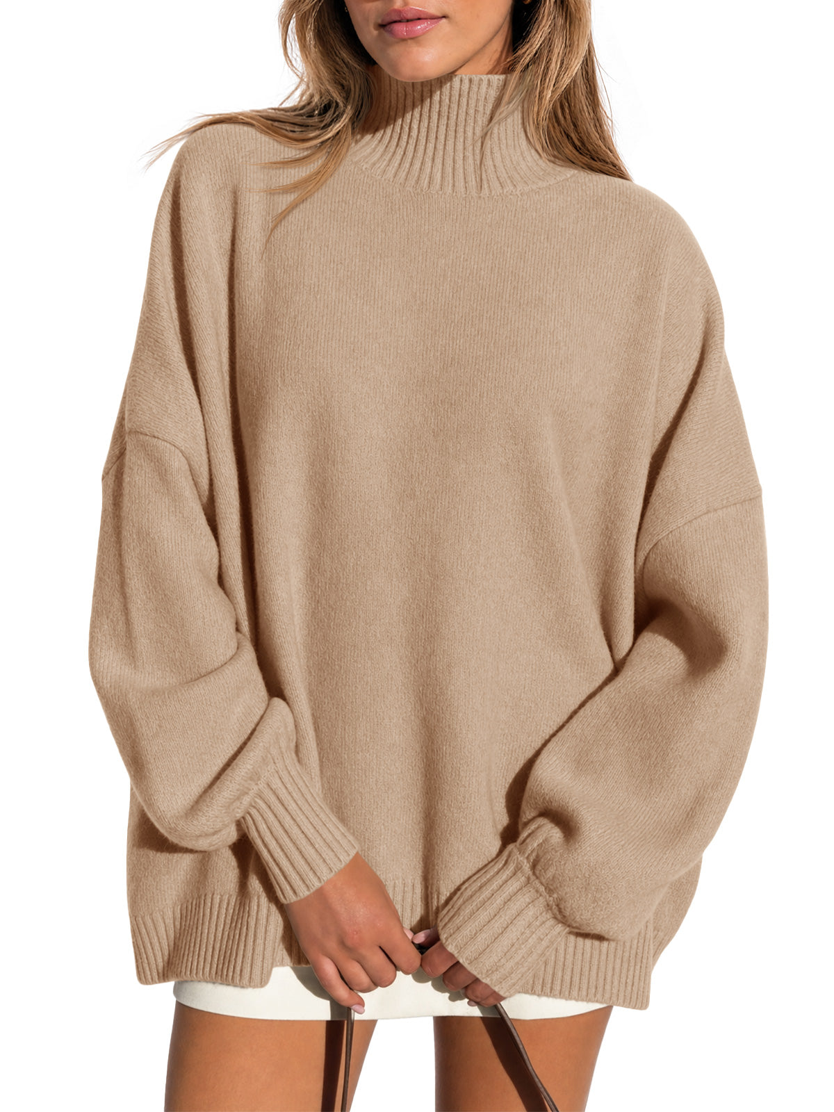 Saodimallsu Womens Mock Neck Oversized Sweater