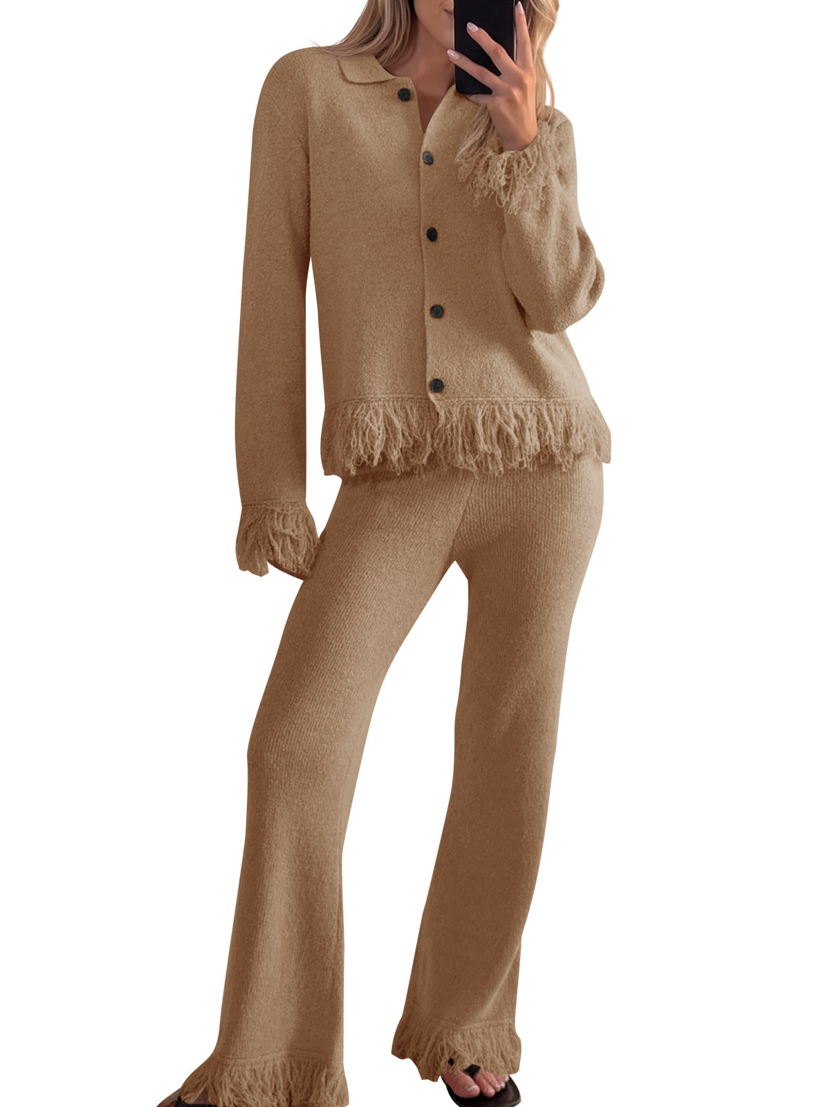Saodimallsu Womens Fringe Sweater Sets
