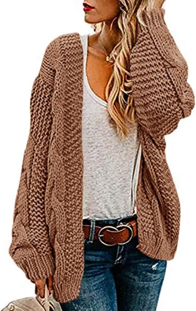 Saodimallsu Women Oversized Chunky Cable Knit Cardigan