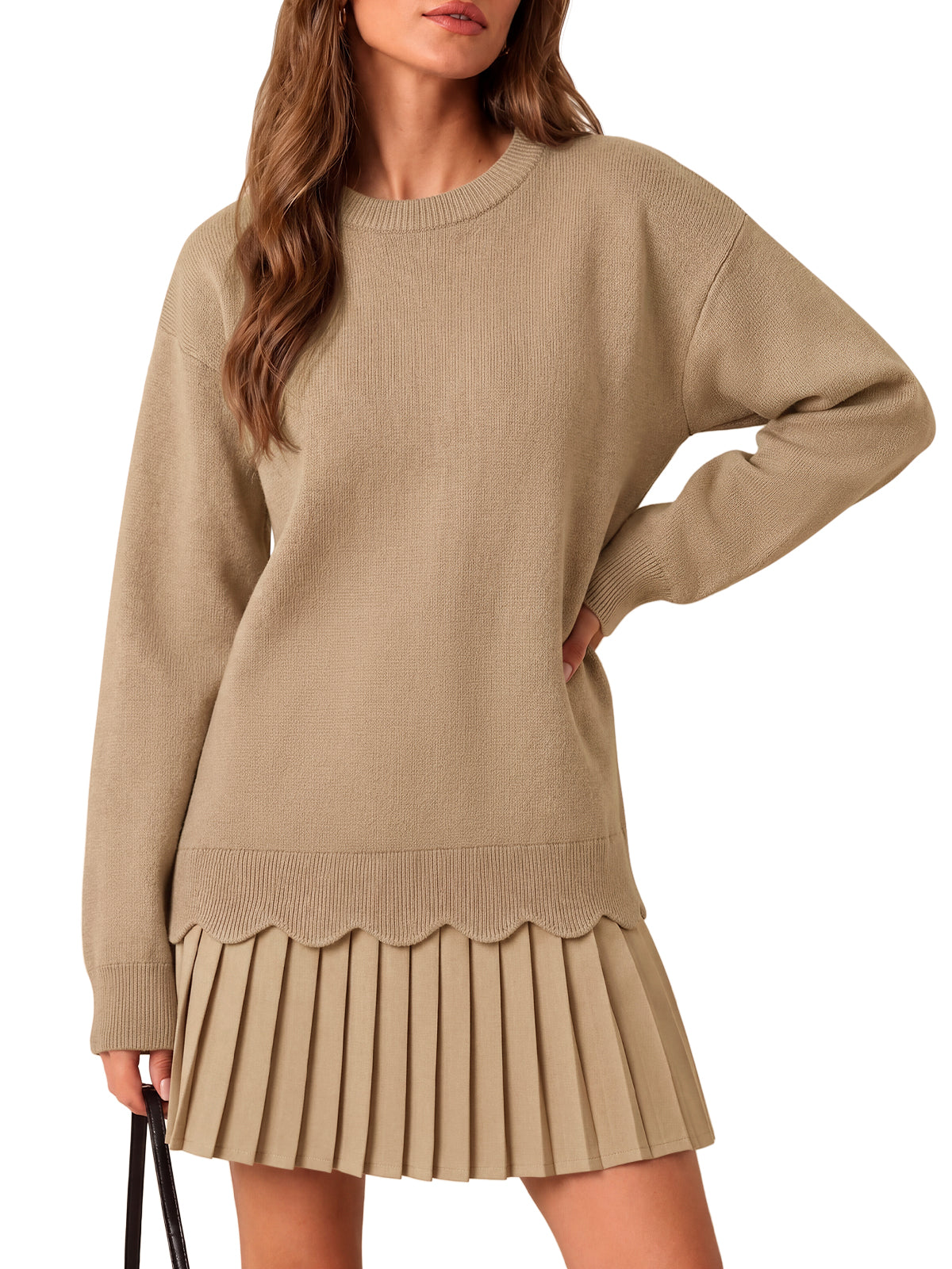 Saodimallsu Women Pleated Sweater Dress