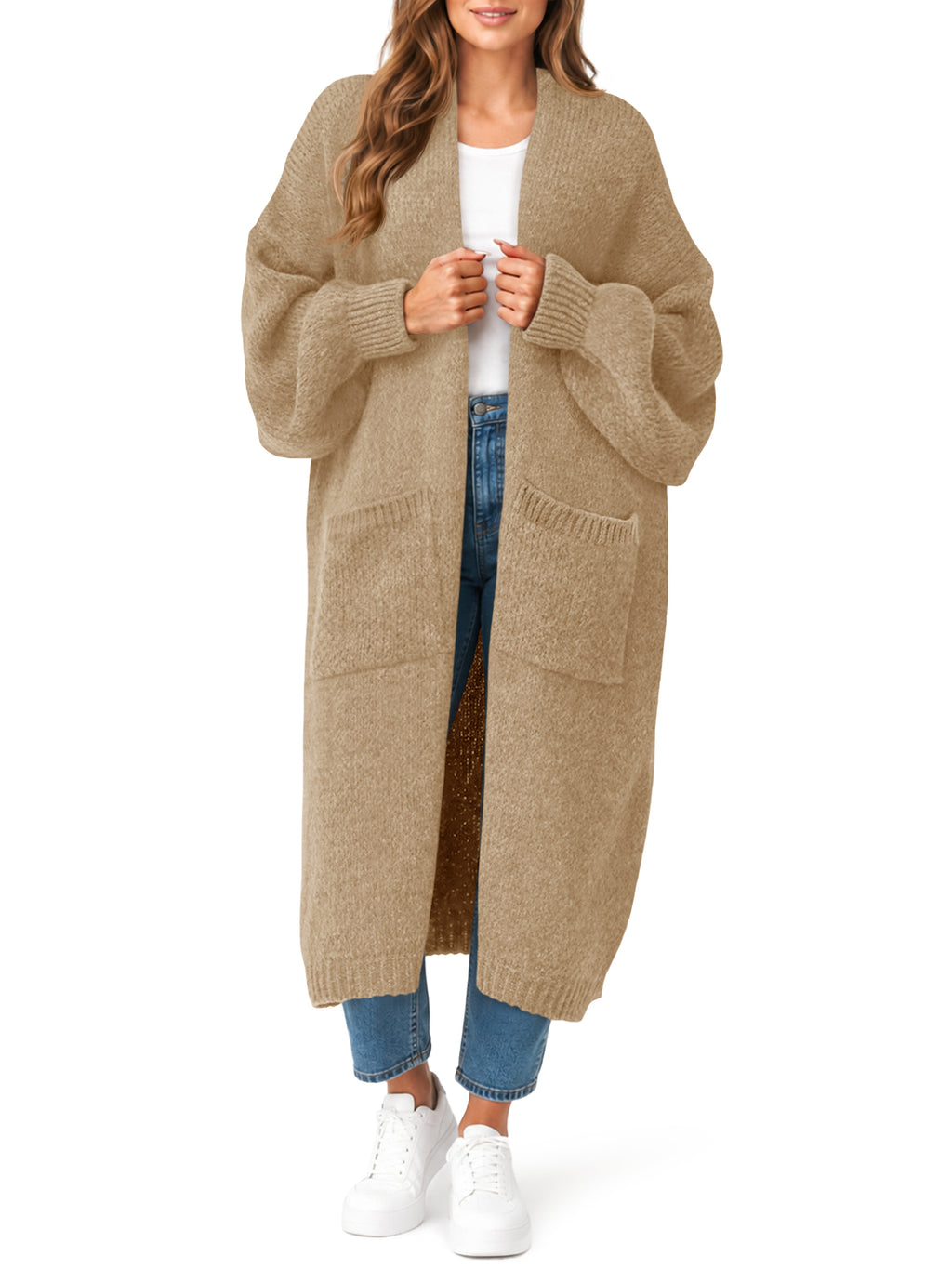 Saodimallsu Womens Oversized Open Front Cardigan