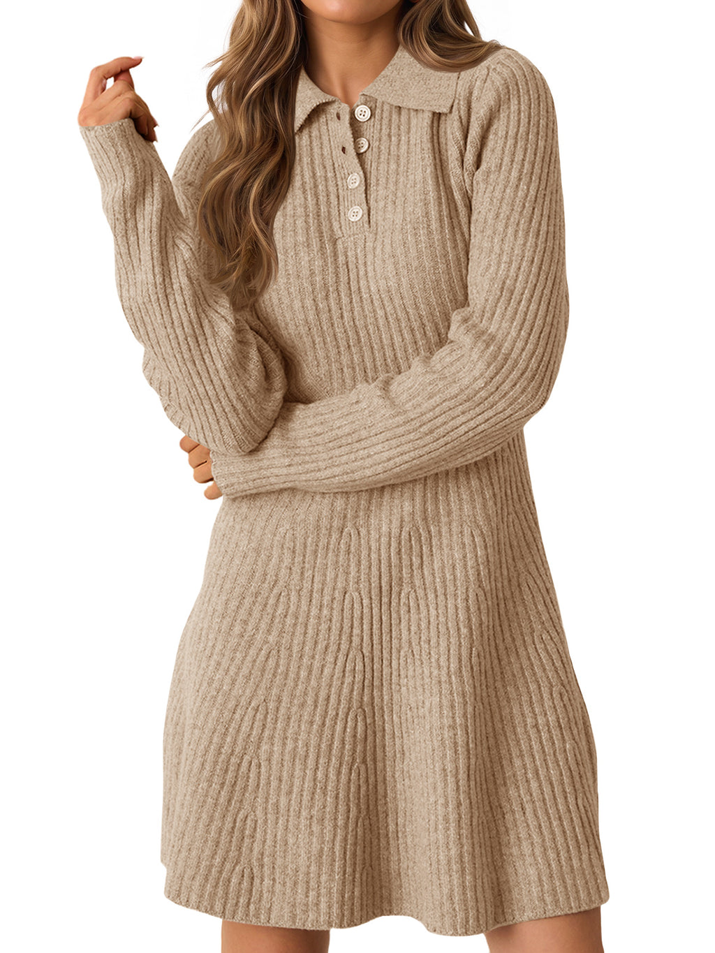 Saodimallsu Womens Ribbed Knit Sweater Dress