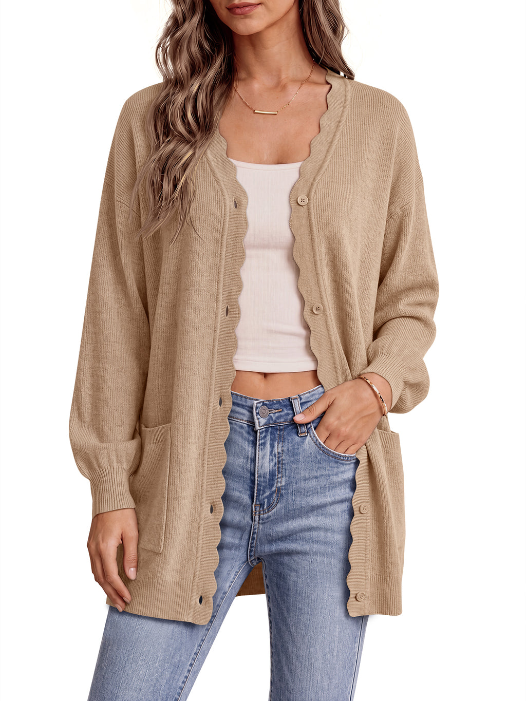Saodimallsu Womens Oversized V Neck  Cardigan