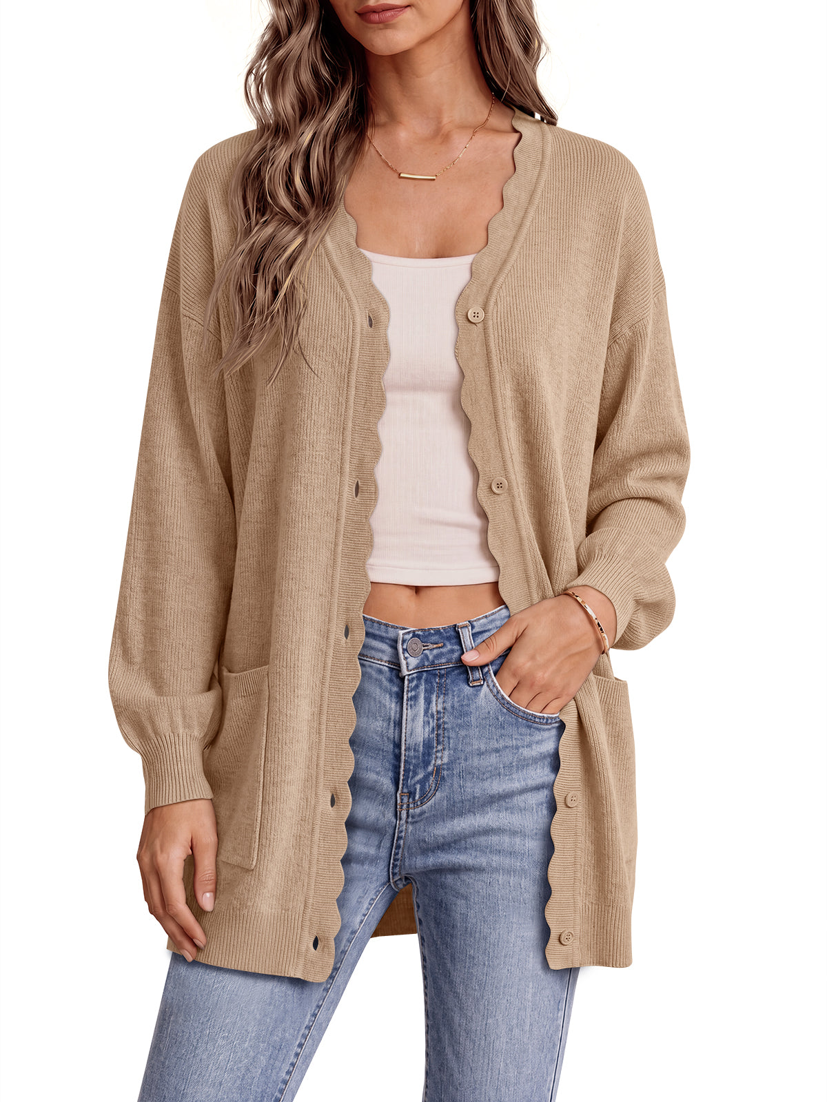 Saodimallsu Womens Oversized V Neck  Cardigan