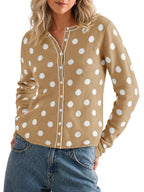 Saodimallsu Womens Polka Dot Button Up Cardigan