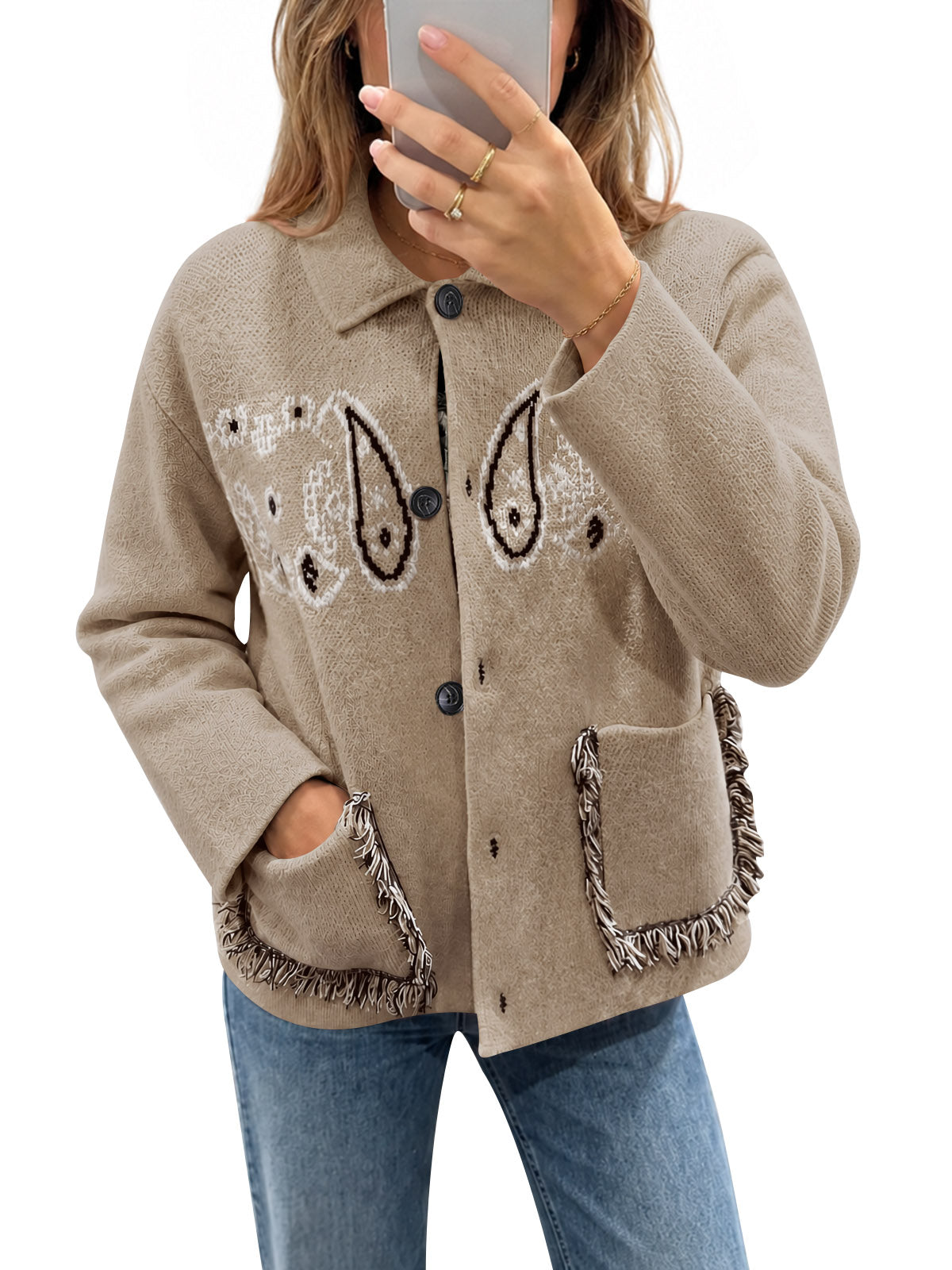 Saodimallsu Womens Boho Fringe Cardigan