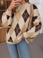 Saodimallsu Womens Oversized Argyle Fall Winter Sweater