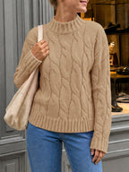 Saodimallsu Womens Mock Neck Cable Knit Sweater