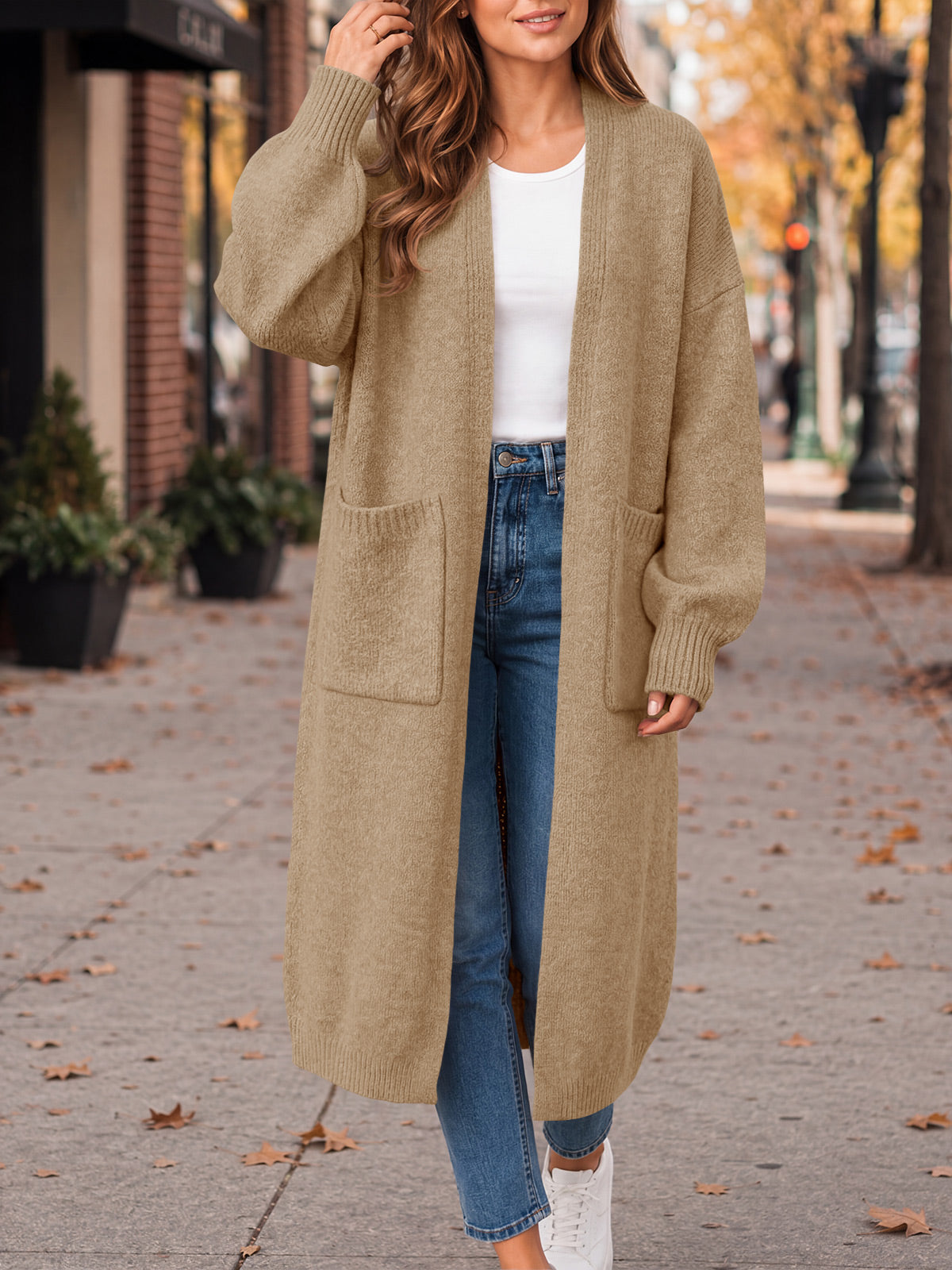 Saodimallsu Womens Oversized Open Front Cardigan