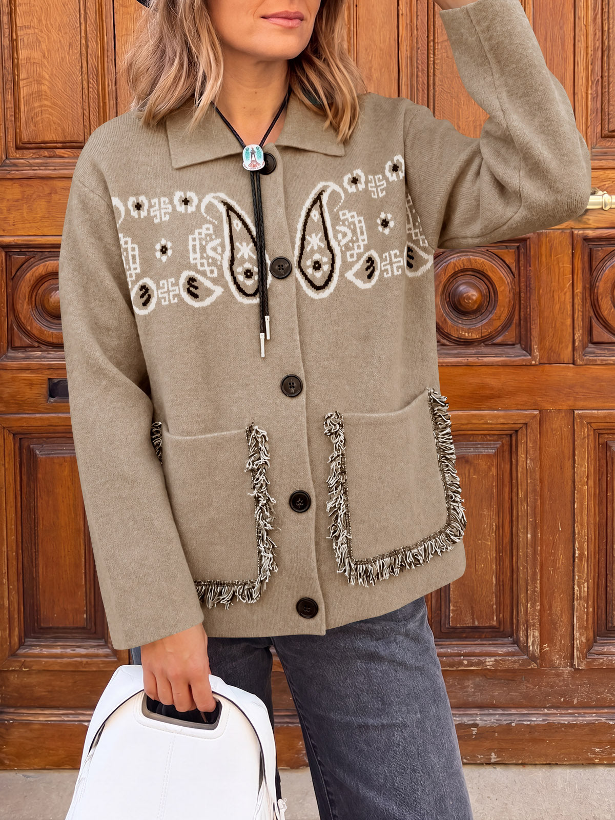 Saodimallsu Womens Boho Fringe Cardigan