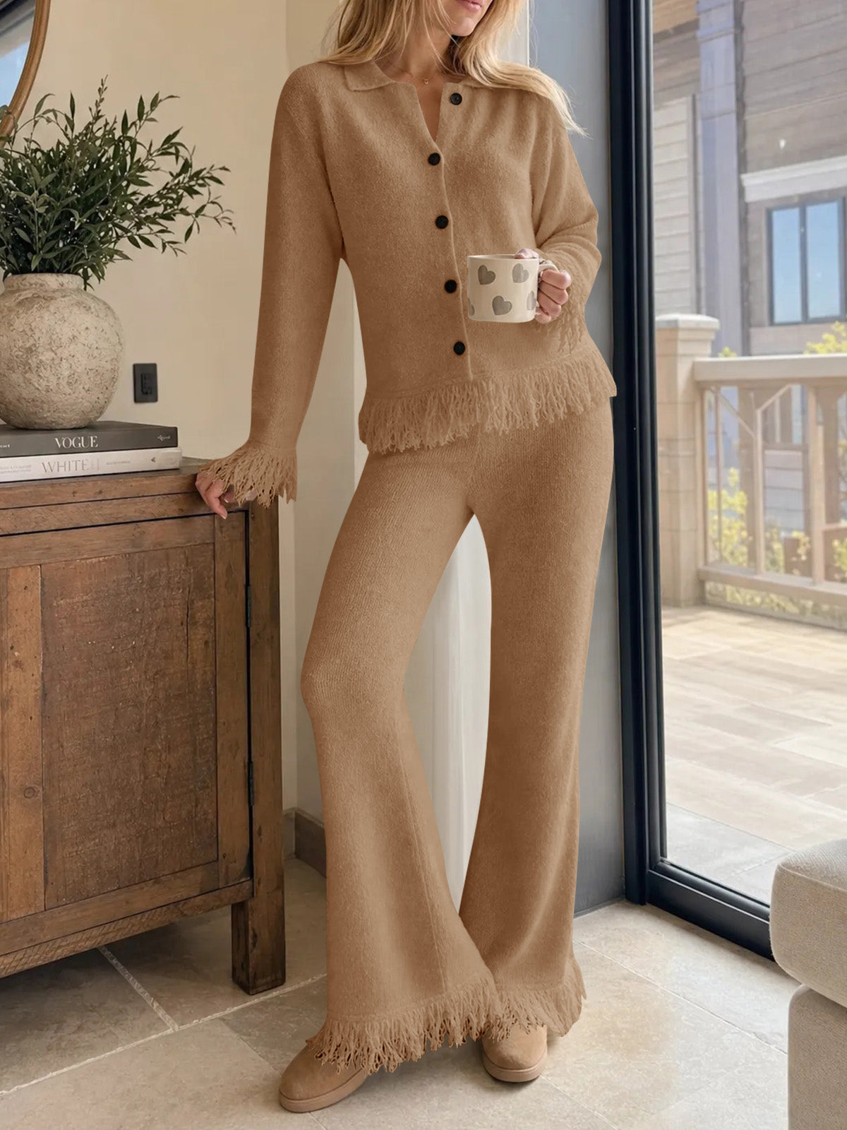 Saodimallsu Womens Fringe Sweater Sets